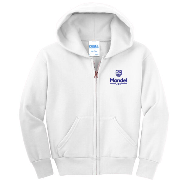 Port & Company - Youth Core Fleece Full-Zip Hooded Sweatshirt - Embroidered Logo Thumbnail