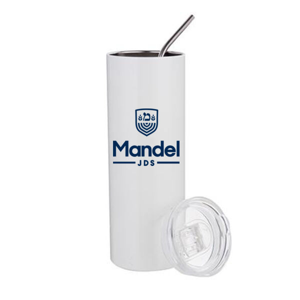 20 oz Stainless Steel Tumbler w/ Straw & Lid - Sublimated Logo Thumbnail